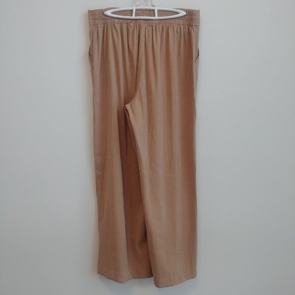 Light tan caramel brown XL cropped lightweight flowy wide leg ankle pants - Picture 4 of 13